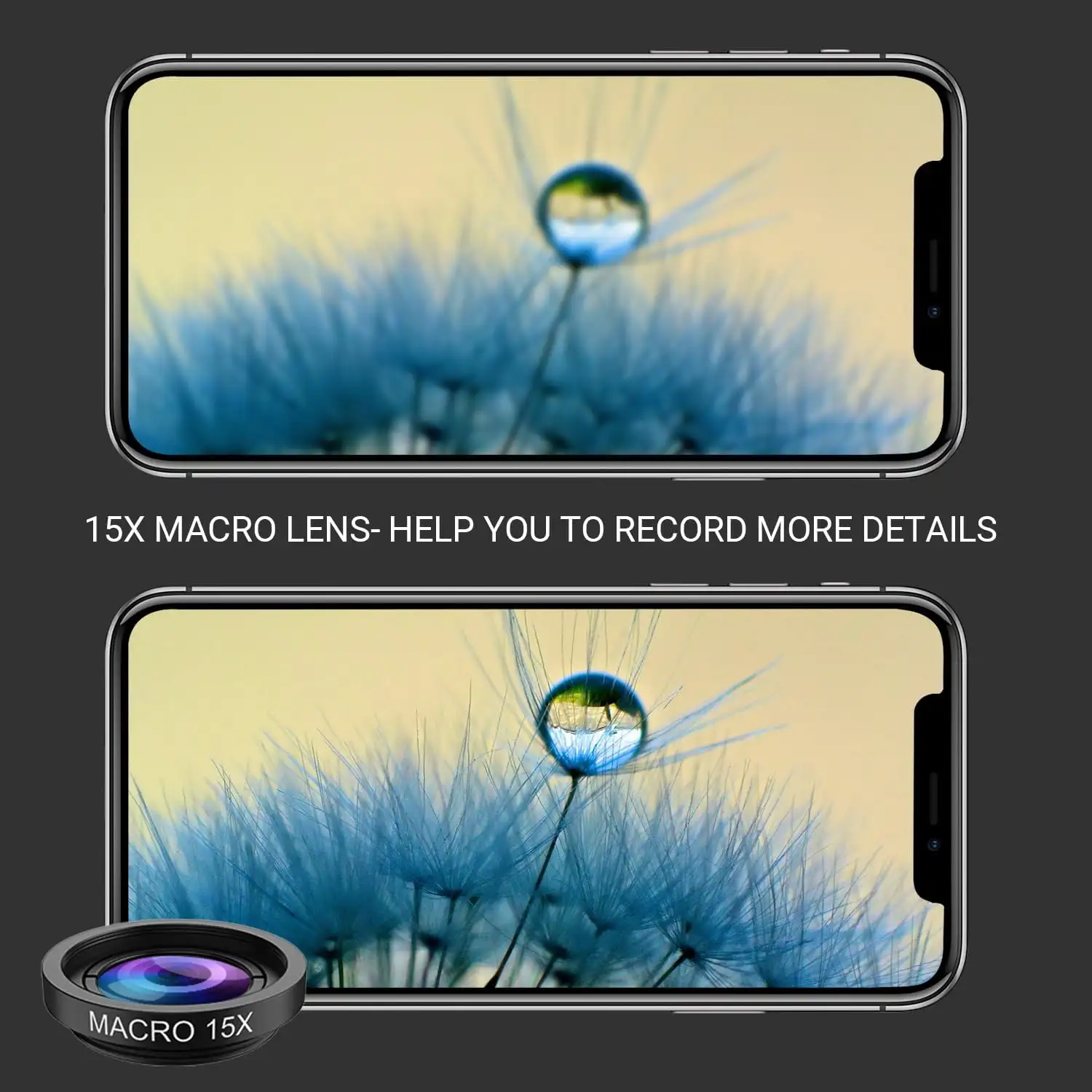 MIAO LAB 5 in 1 Lens Kit -0.63X Wide Angle Lens & 15X Macro Lens+190°Fisheye + 2X Telephoto Lens - 71JfE BS5PL._AC_SL1500_